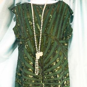 Plus Size Women’s 1920s Gatsby Mermaid Maxi Long Dress Sequin Formal-Green XXL